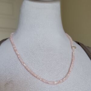 Rlbycl Pink Mother Of Pearl Beaded Necklace/Triple Wrap Bracelet